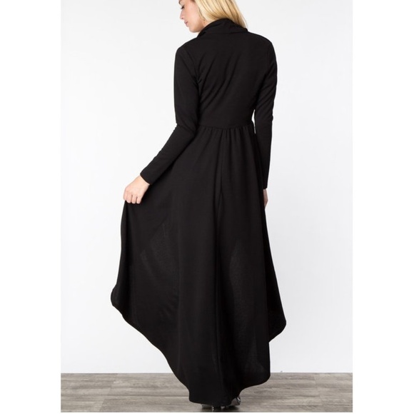 Black Hi Low Peplum Ruffle Long Jacket Top Blouse - Picture 2 of 5